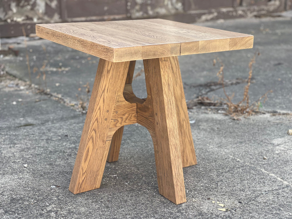 Davos Inspired White Oak Square End Table - Salvaged Natural Finish