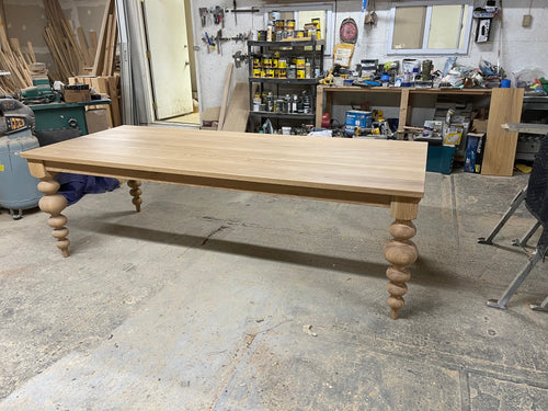 Alice Turned Leg Dining Table - White Oak - Mist Finish