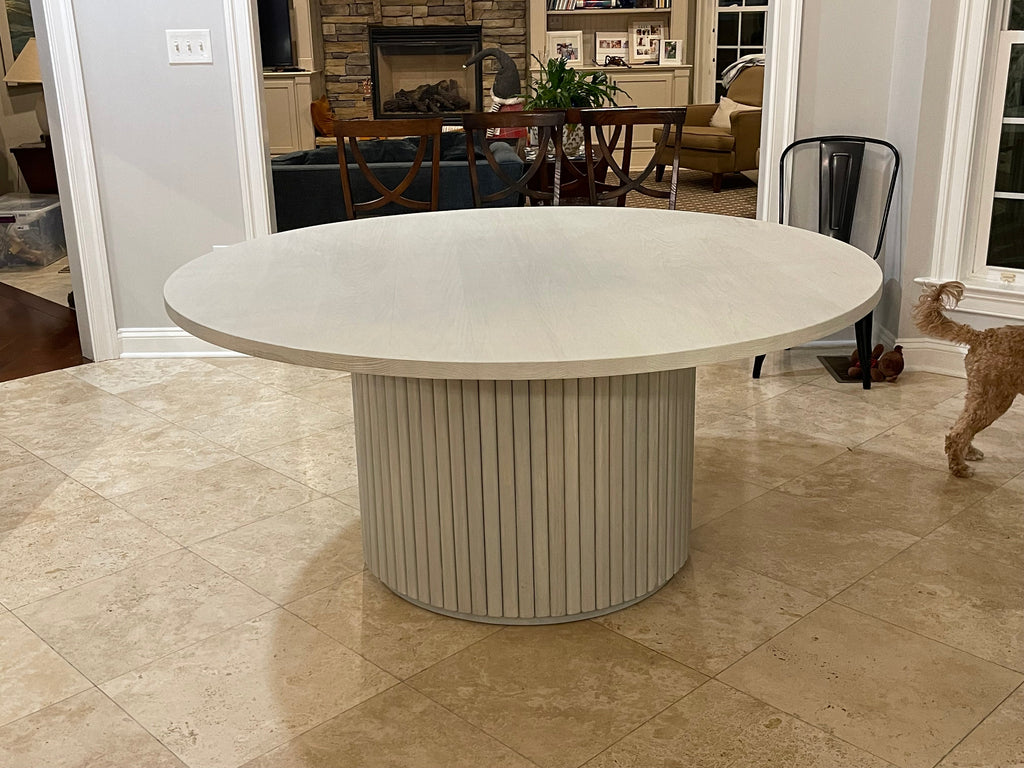 Free shipping - Lulu and Georgia Inspired Fluted Round Dining Table - solid wood