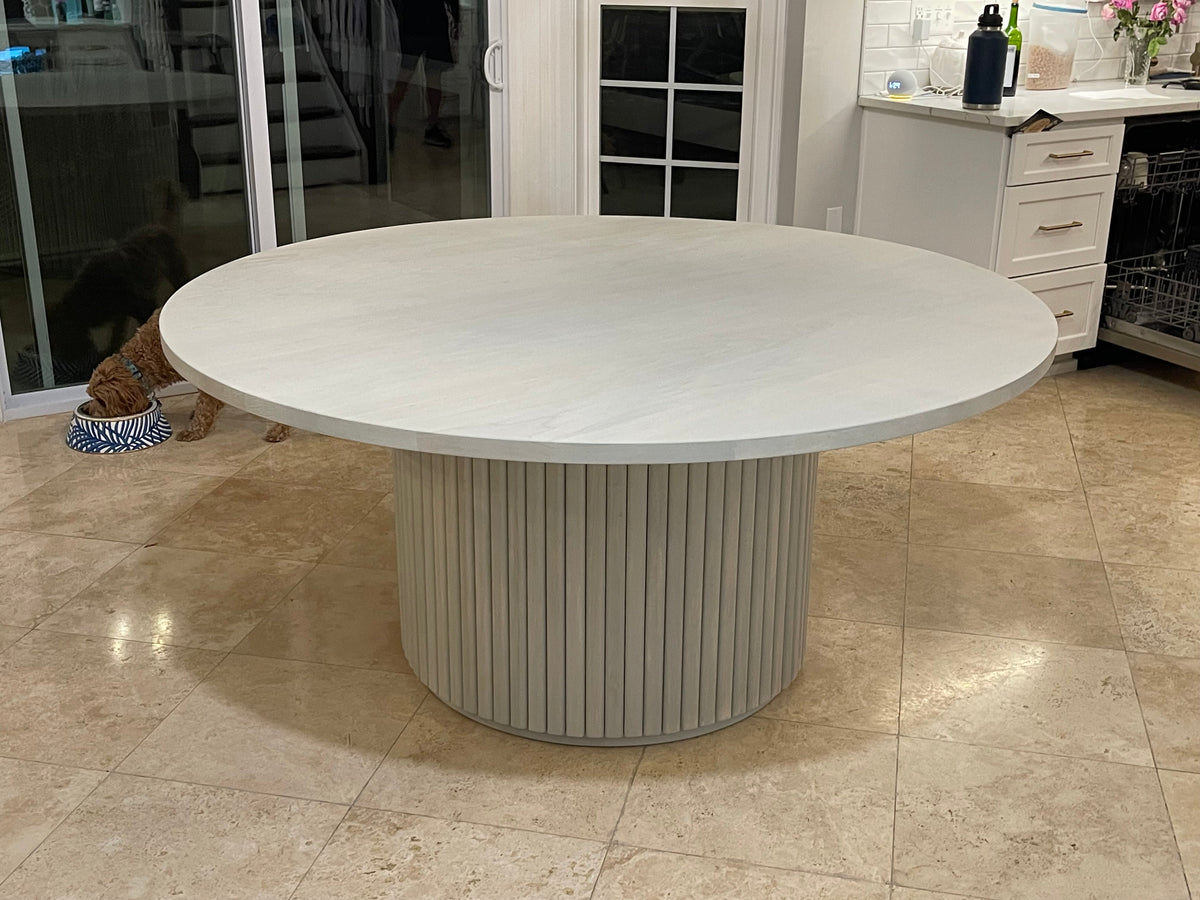 Free shipping - Lulu and Georgia Inspired Fluted Round Dining Table - solid wood