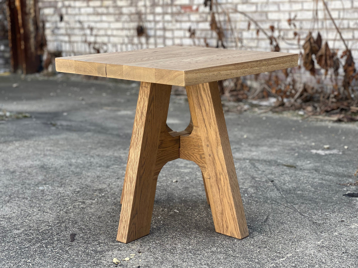 Davos Inspired White Oak Square End Table - Salvaged Natural Finish