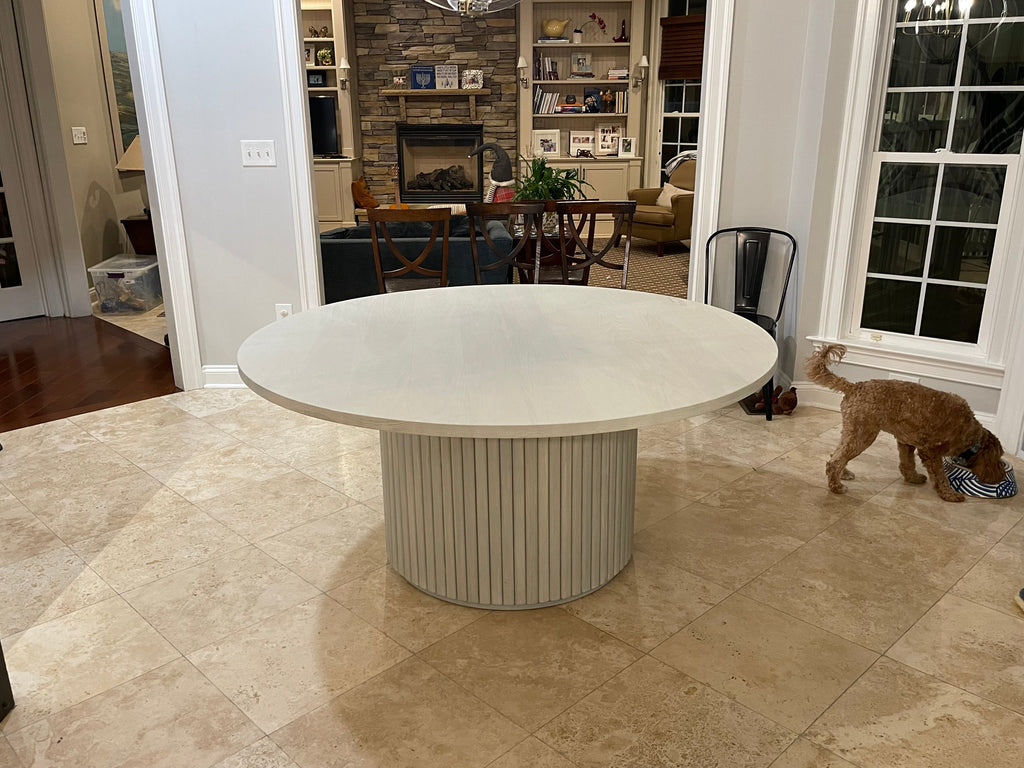 Free shipping - Lulu and Georgia Inspired Fluted Round Dining Table - solid wood