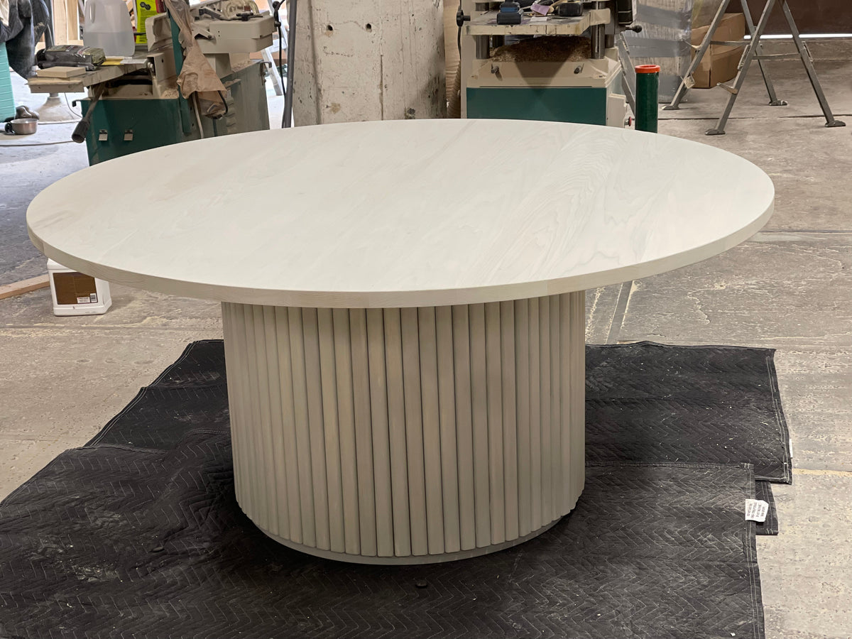 Free shipping - Lulu and Georgia Inspired Fluted Round Dining Table - solid wood