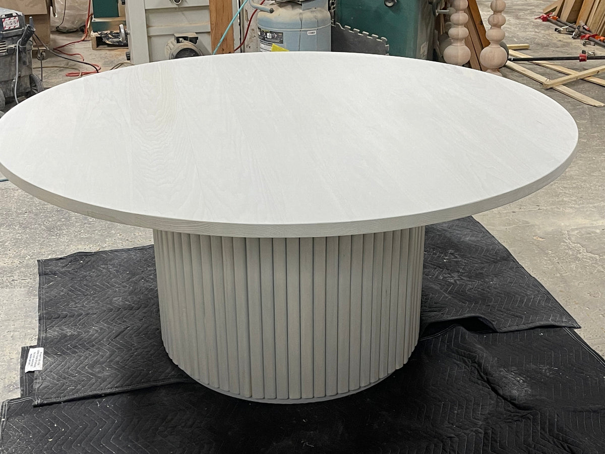 Free shipping - Lulu and Georgia Inspired Fluted Round Dining Table - solid wood
