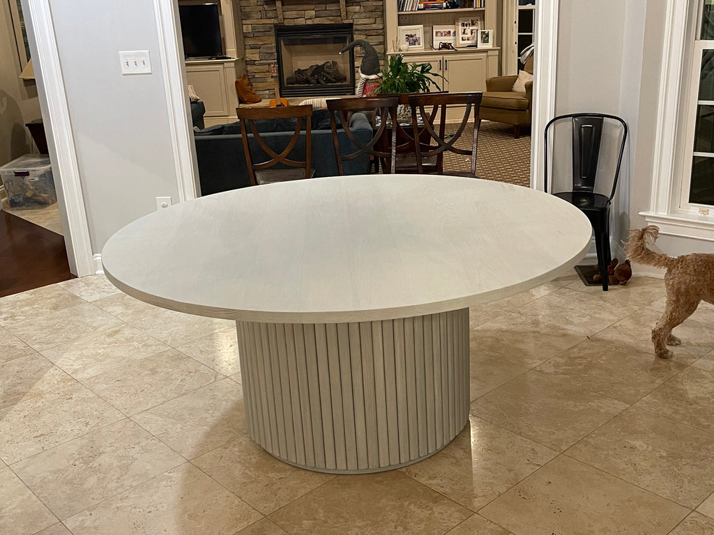 Free shipping - Lulu and Georgia Inspired Fluted Round Dining Table - solid wood