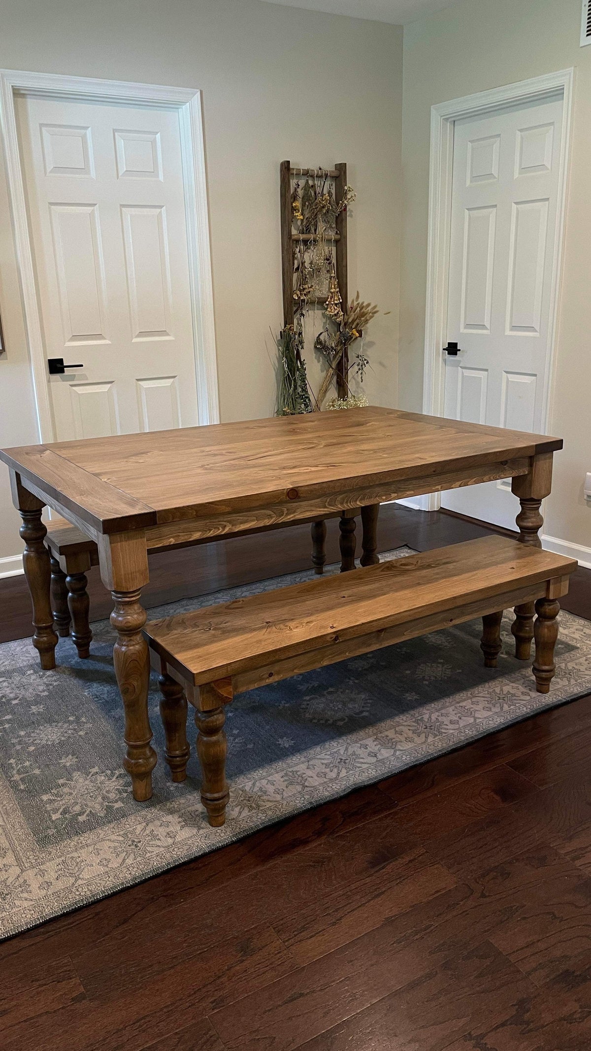 Pine Turned leg bench