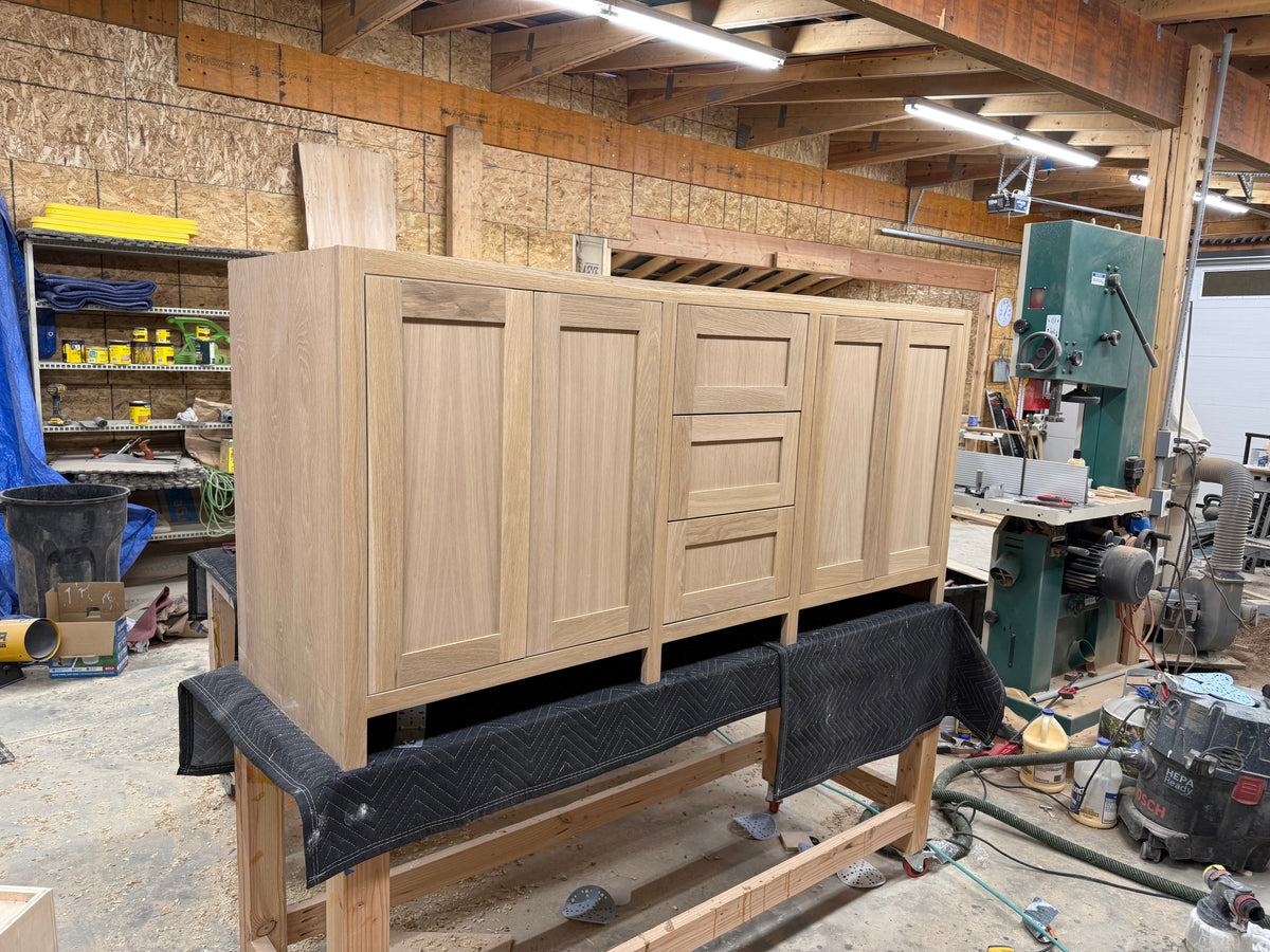 Free shipping - custom solid white oak vanity