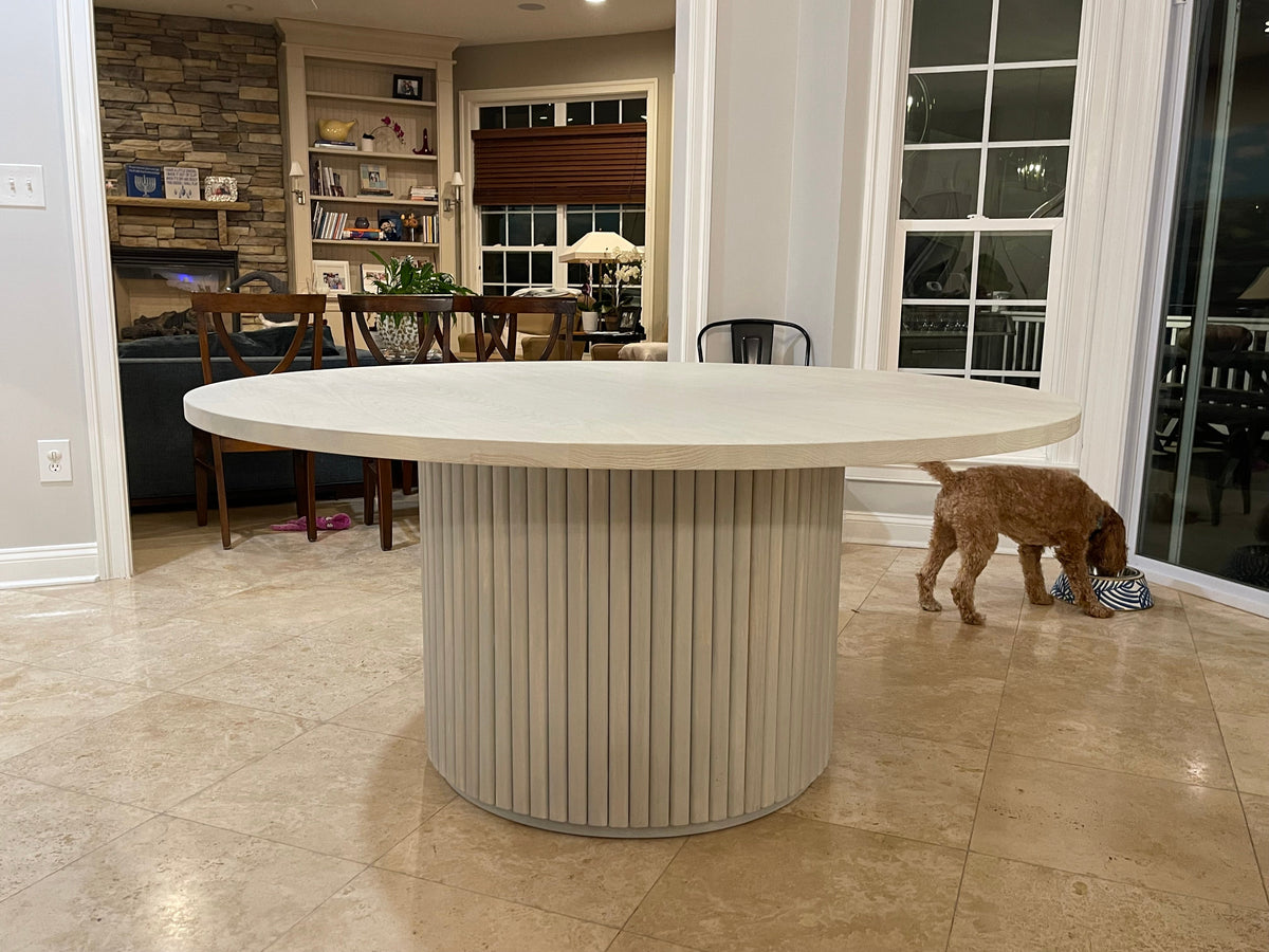 Free shipping - Lulu and Georgia Inspired Fluted Round Dining Table - solid wood