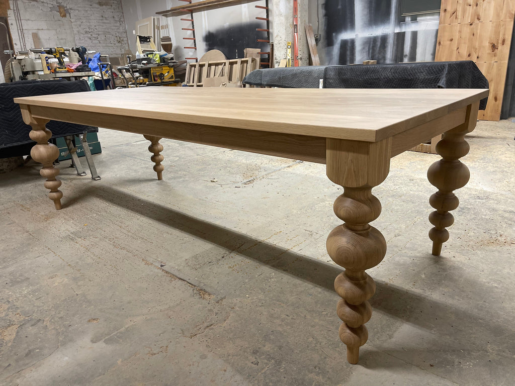 Alice Turned Leg Dining Table - White Oak - Mist Finish