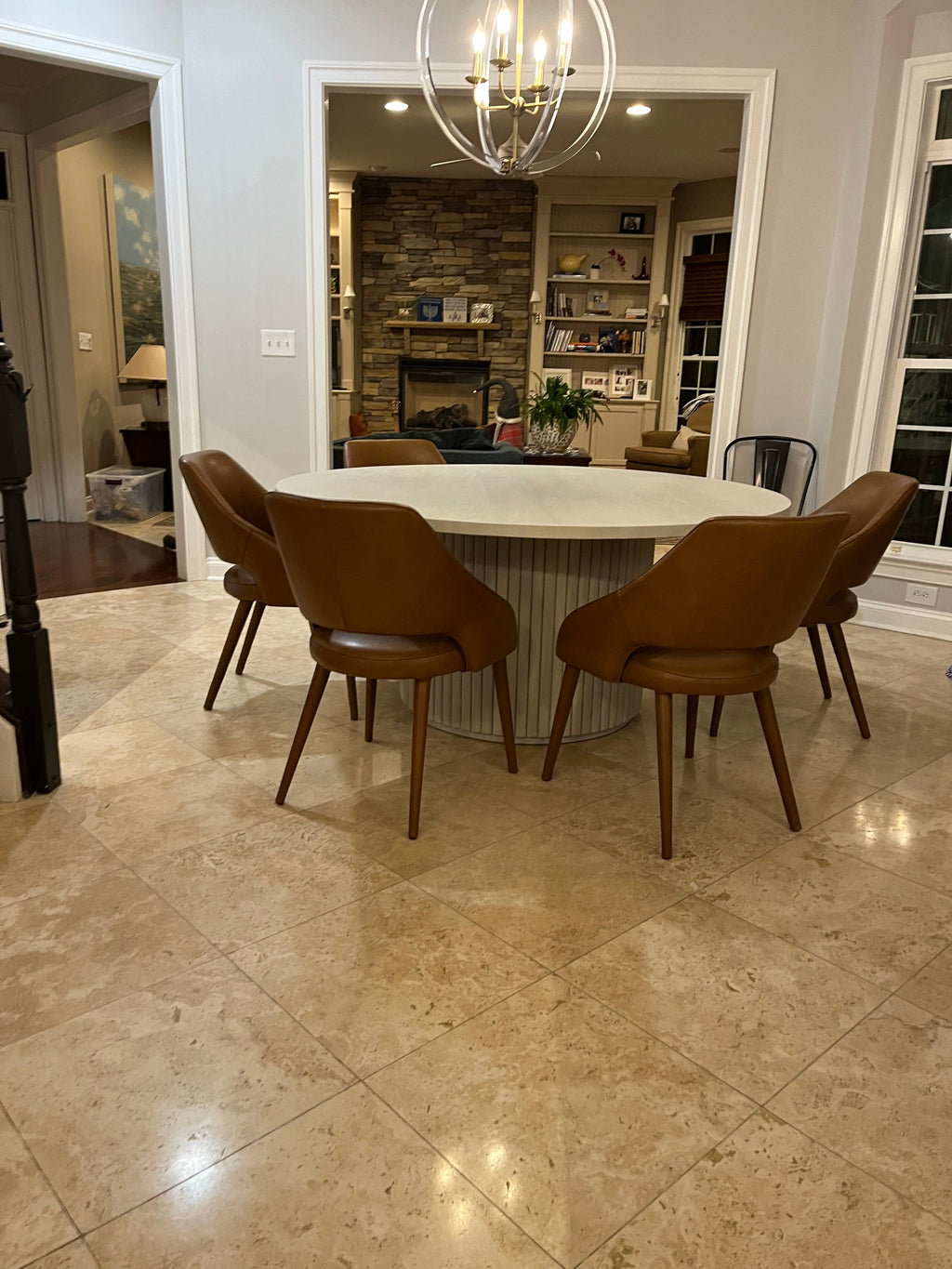 Free shipping - Lulu and Georgia Inspired Fluted Round Dining Table - solid wood
