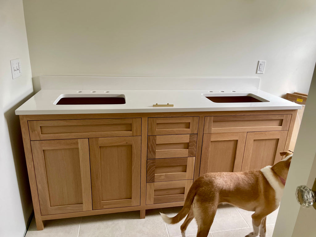 Free shipping - custom solid white oak vanity