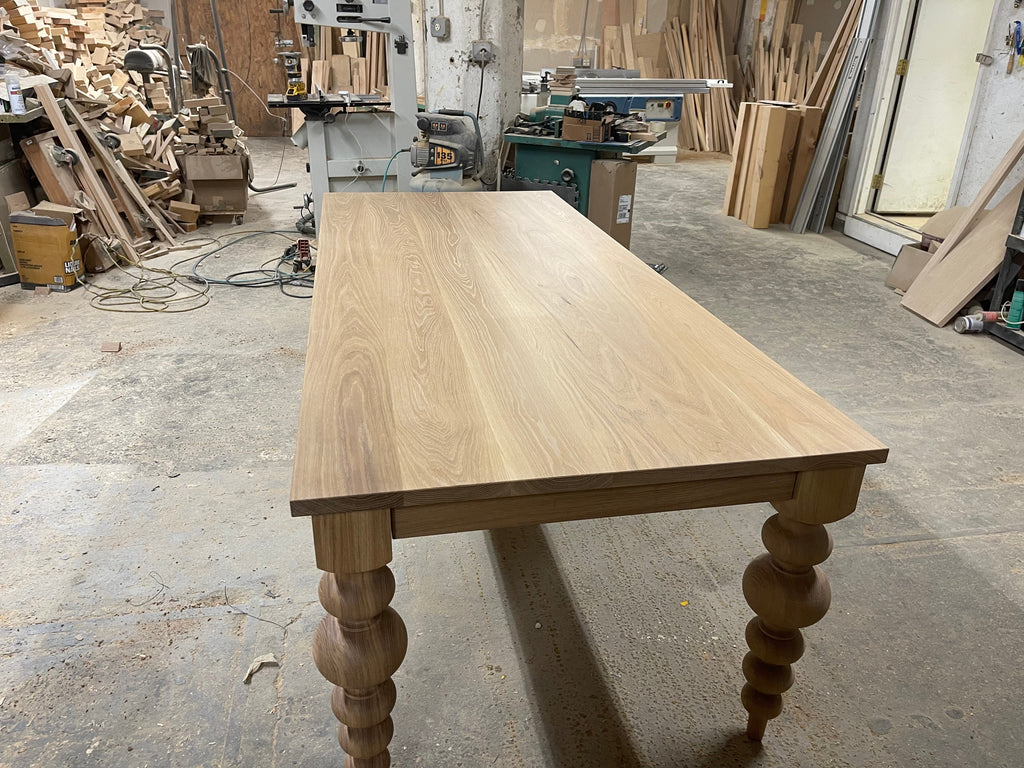 Alice Turned Leg Dining Table - White Oak - Mist Finish