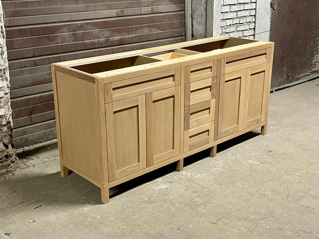 Free shipping - custom solid white oak vanity - walnut stain