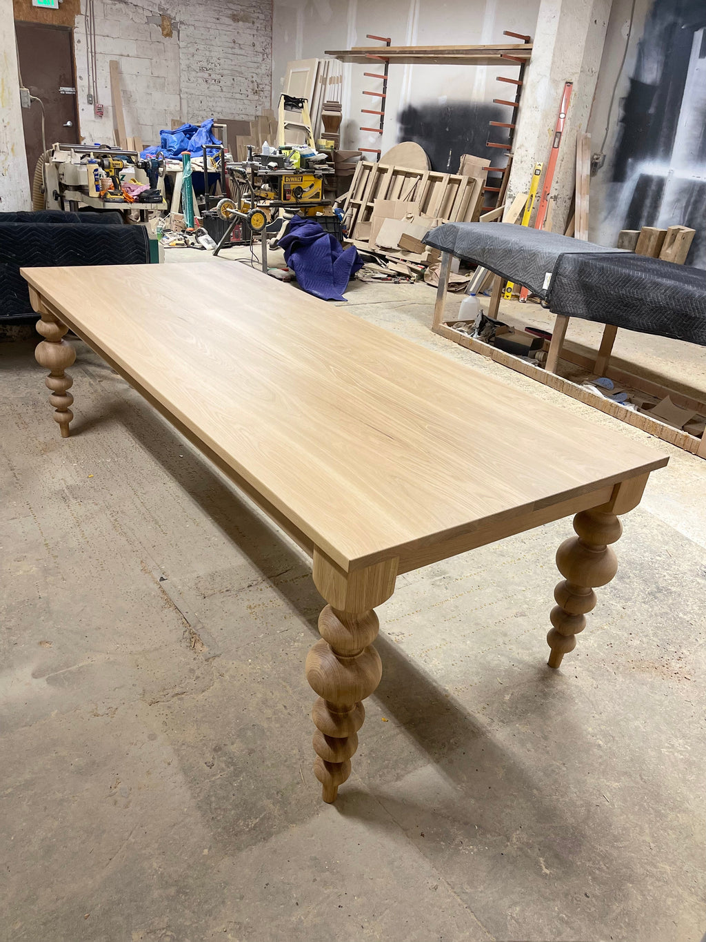 Alice Turned Leg Dining Table - White Oak - Mist Finish