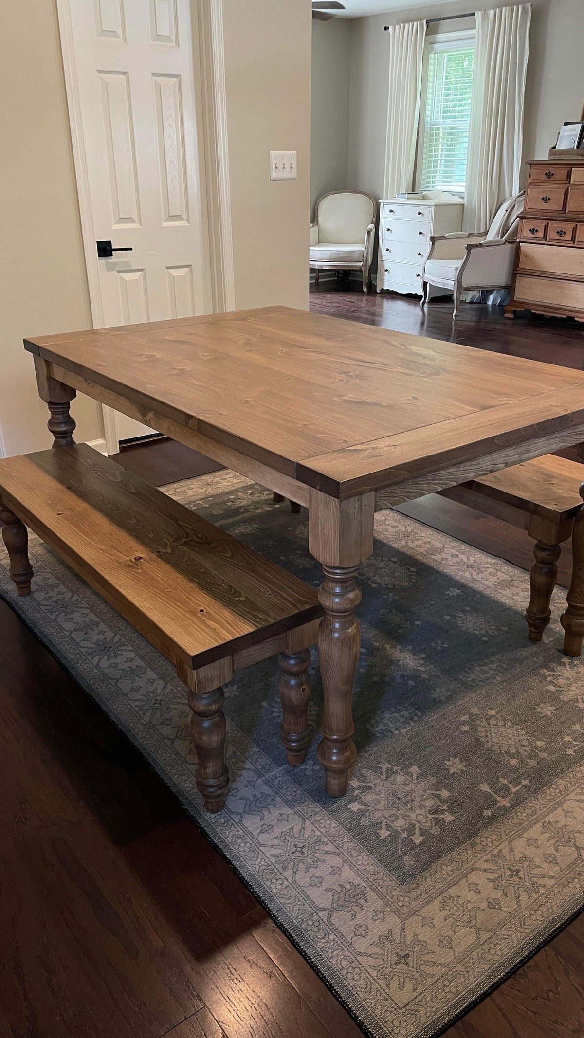 Pine Turned leg bench