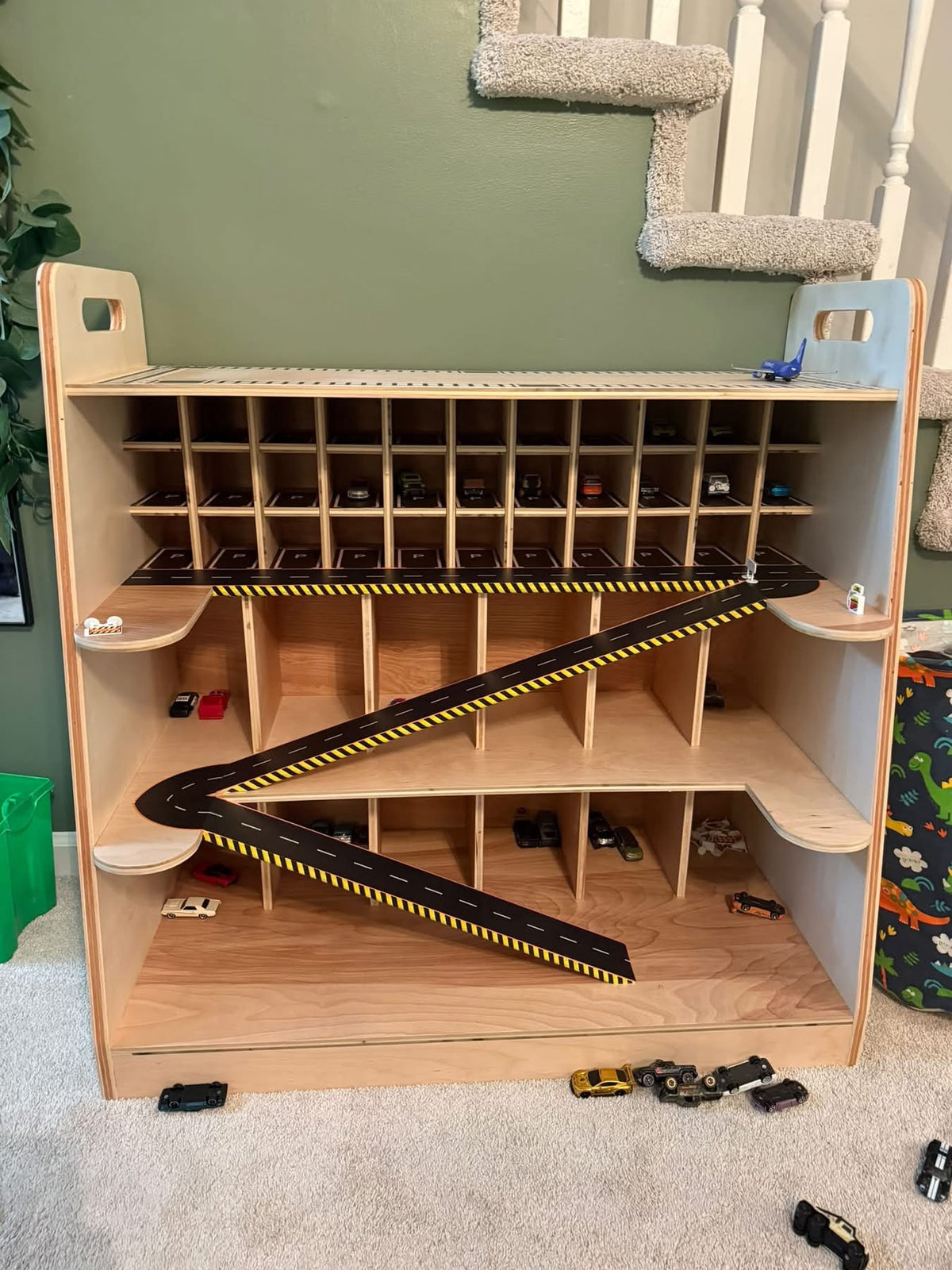 Gray - Wooden Toy Car Garage & Display Organizer | Multi-Level Parking Garage (Copy)