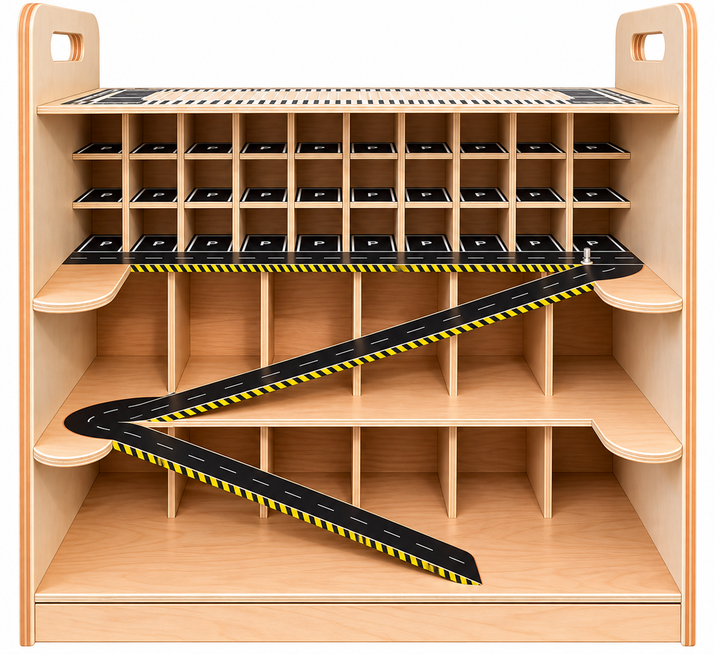 Gray - Wooden Toy Car Garage & Display Organizer | Multi-Level Parking Garage (Copy)