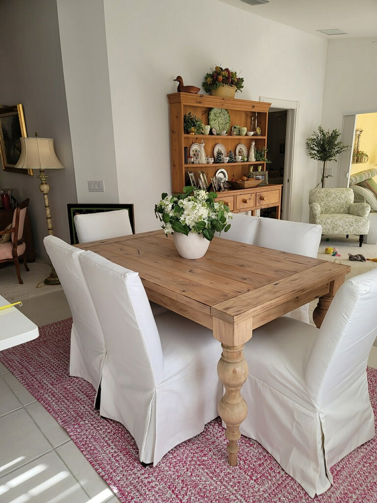 Arhaus Inspired Francis Turned Leg Dining Table - Weathered Oak