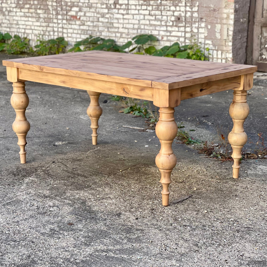Arhaus Inspired Francis Turned Leg Dining Table - Weathered Oak
