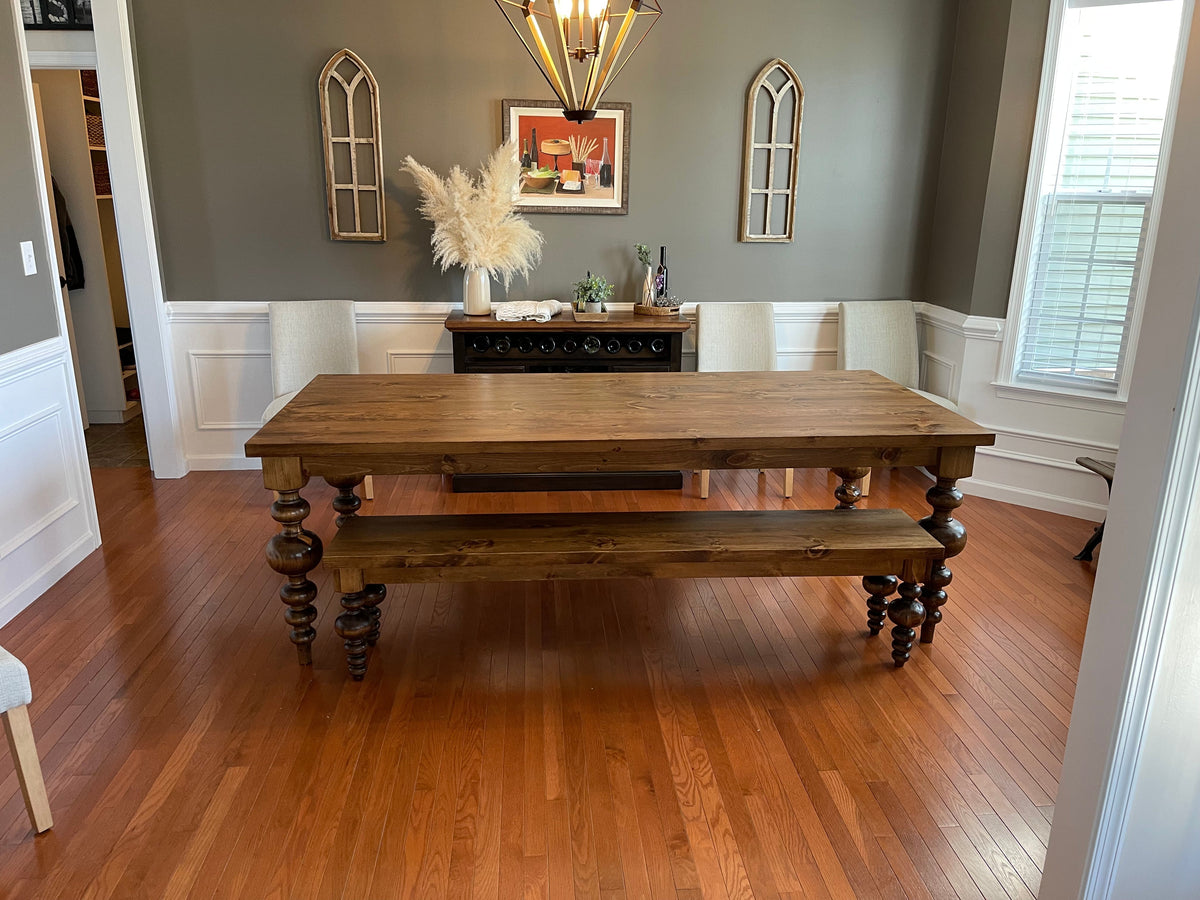 PINE Alice Turned Leg Dining Table - Espresso
