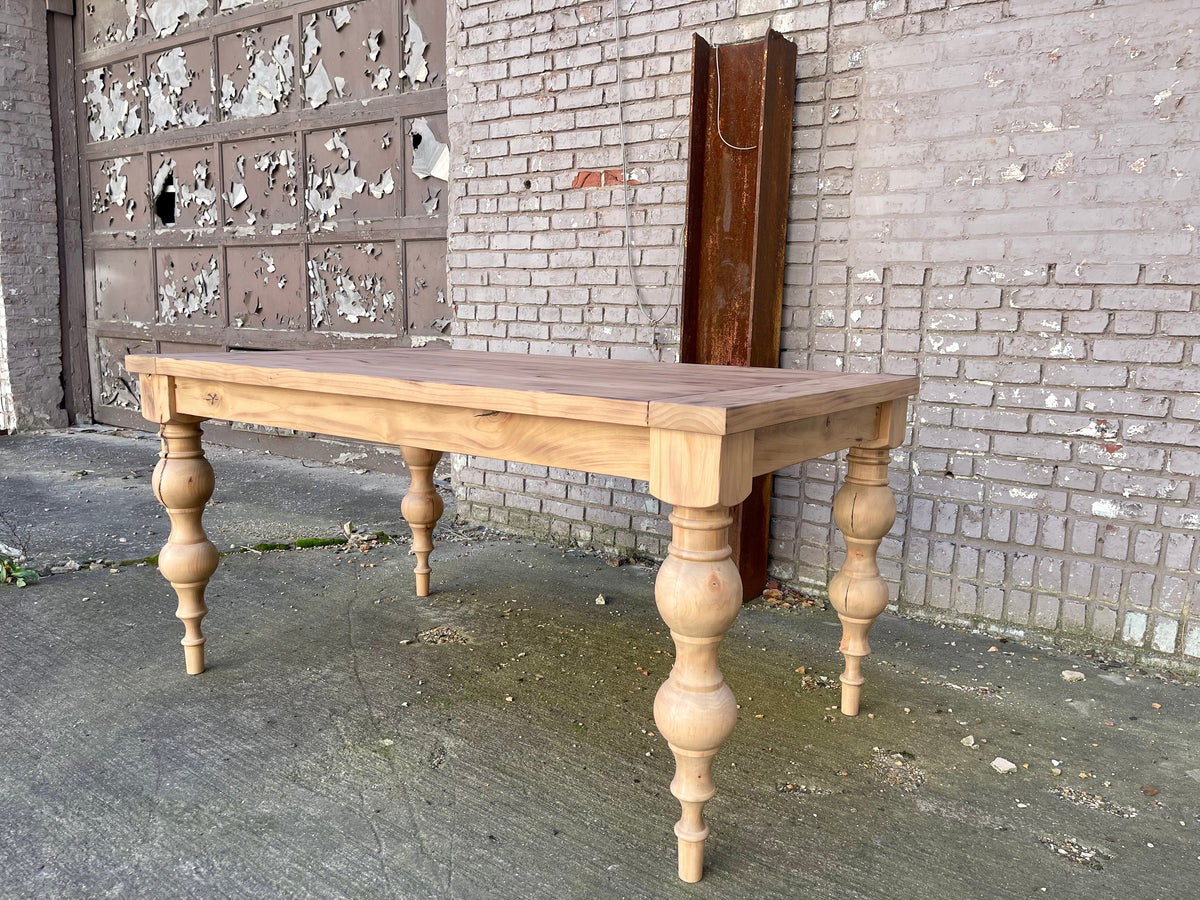 Arhaus Inspired Francis Turned Leg Dining Table - Weathered Oak