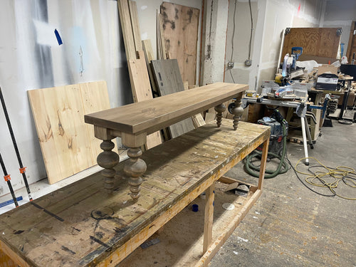 Alder Ball Leg Turned leg bench